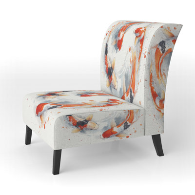 Kois Fish Upholstered Chair - Koi Fish in Calm Circular Motion Slipper Chair