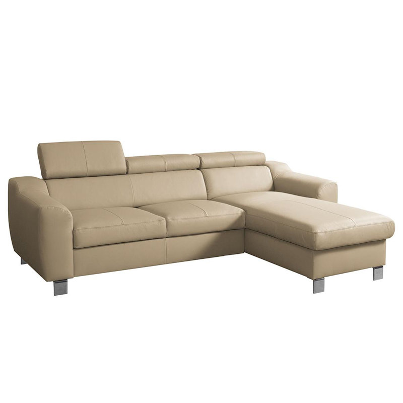 Avaiyah Leather Chaise Sofa with Sleeping Function and Storage, Right Hand Facing, Beige, No
