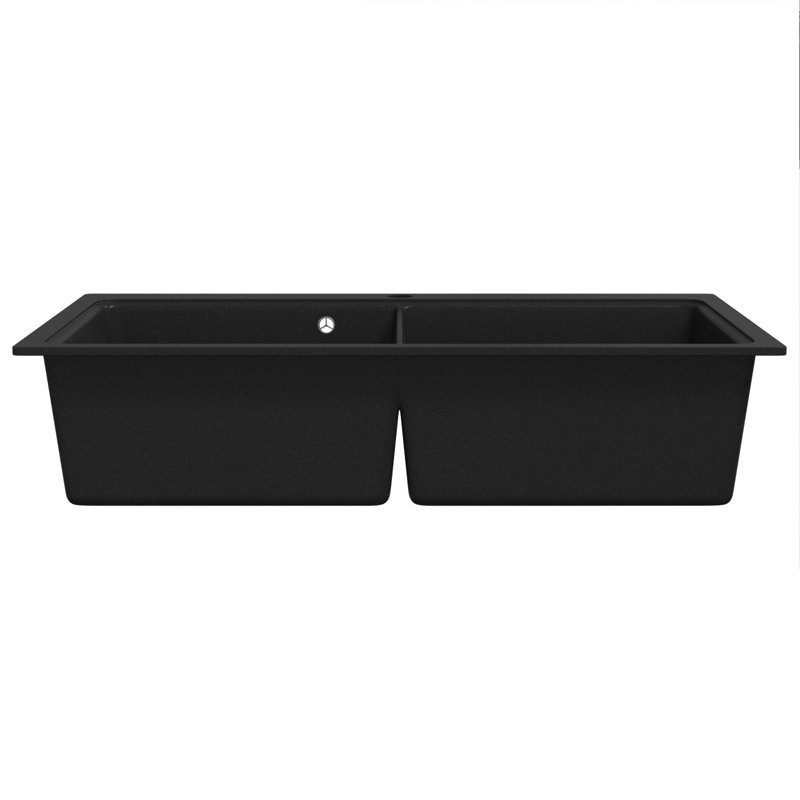 Ariella Belfry Kitchen 510 mm W Single Bowl Stone Flush Kitchen Sink, Black