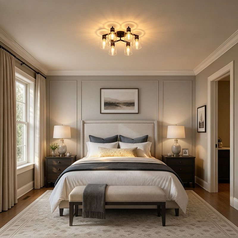 18.9''(W) 5 - Light Flush Mount Chandelier Ceiling Light