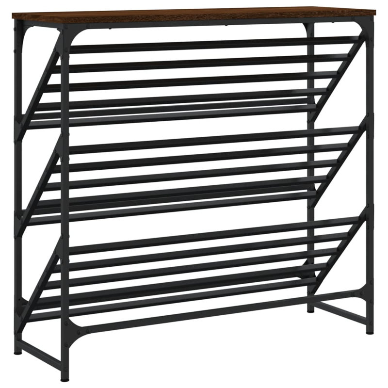 9 Pair Shoe Rack, Brown Oak