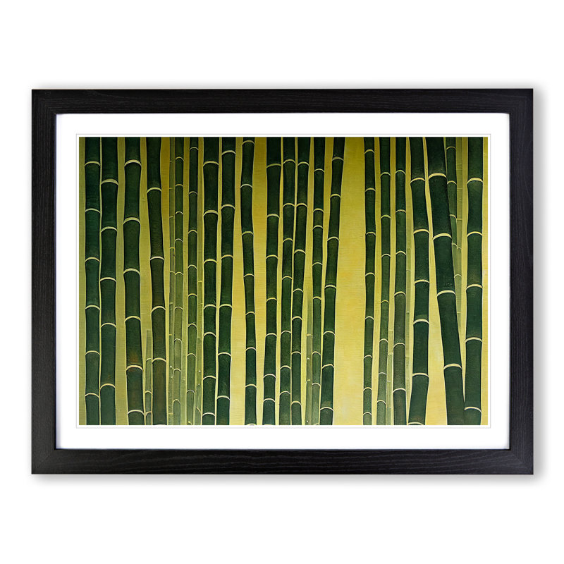 Reflective Bamboo Forest - Single Picture Frame Print, 25cm H x 34cm W x 2cm D, Black Framed
