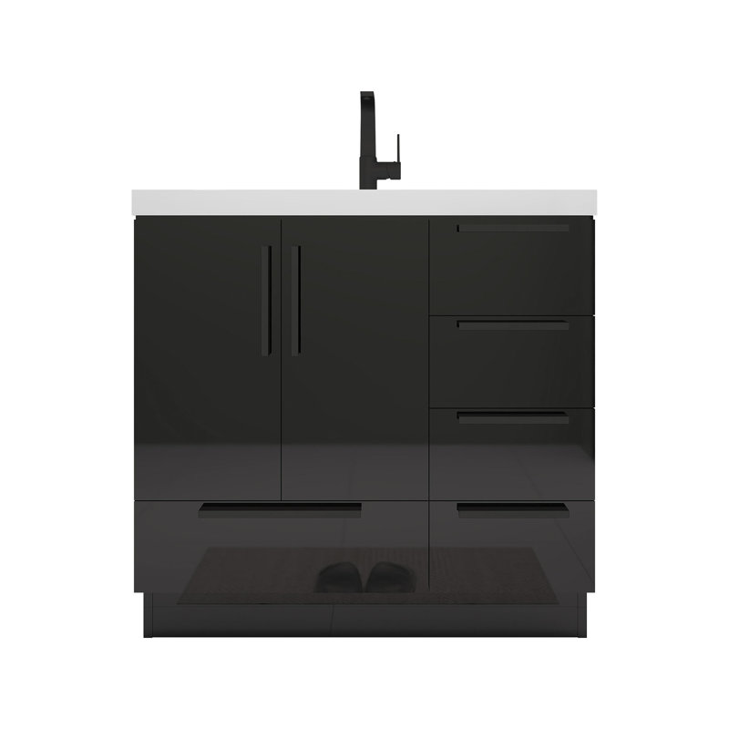 Pickfair 36" Free Standing Vanity With Acrylic Sink, Black
