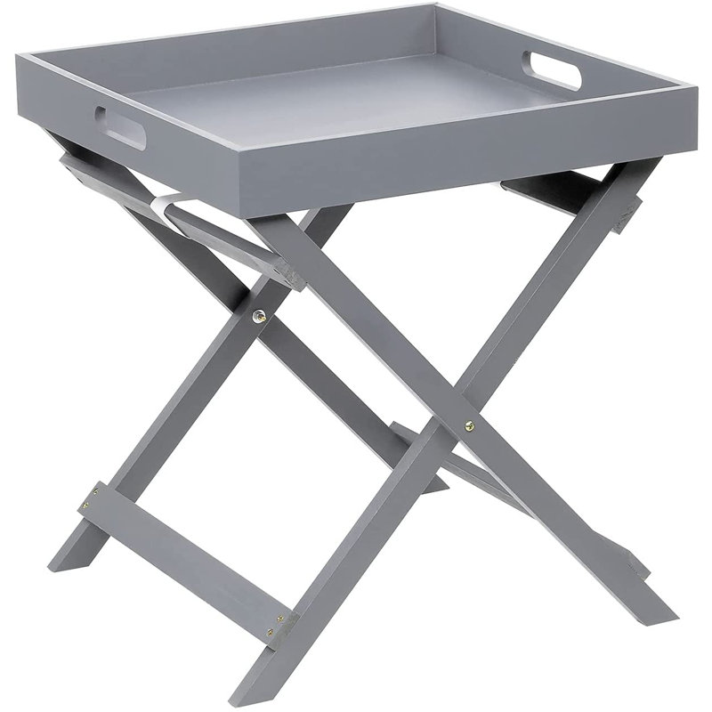 Taylor Tray Top Cross Legs End Table, Grey