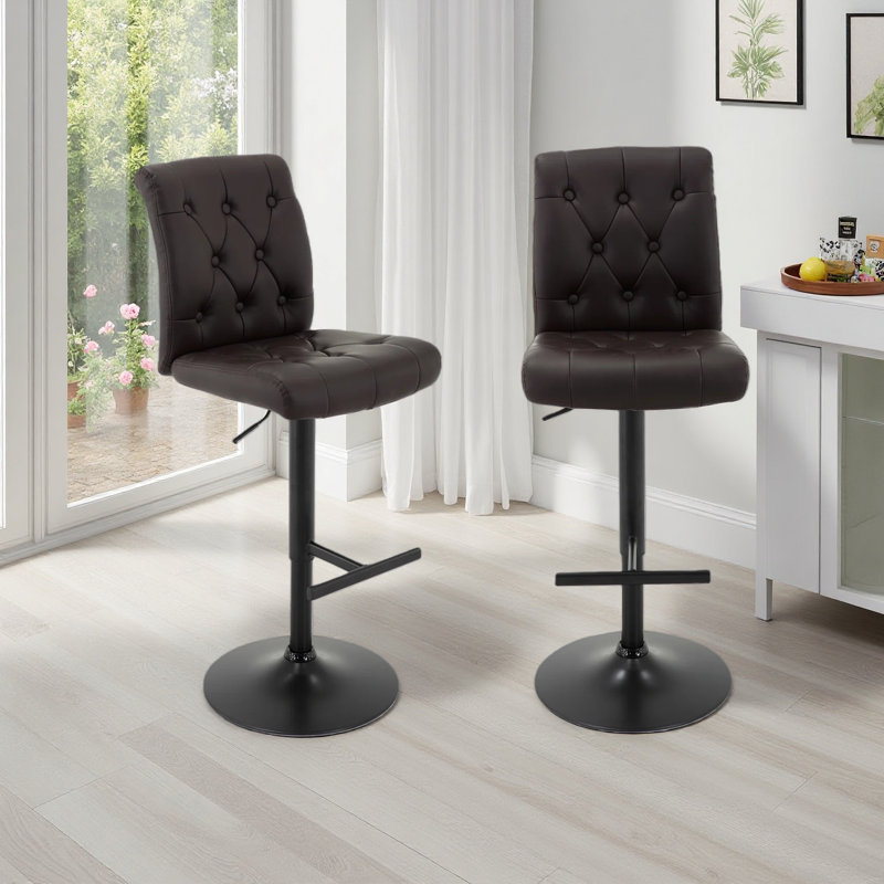Juddson Swivel Upholstered Adjustable Height Counter Stool with Metal Frame