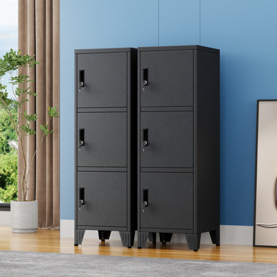 3 Door Black Metal Storage Locker Cabinet for Employees Garage Office Gym Bedroom