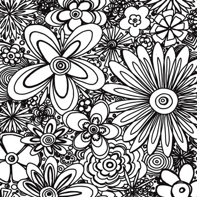 Madart Inc. All Over Flowers - noir et blanc