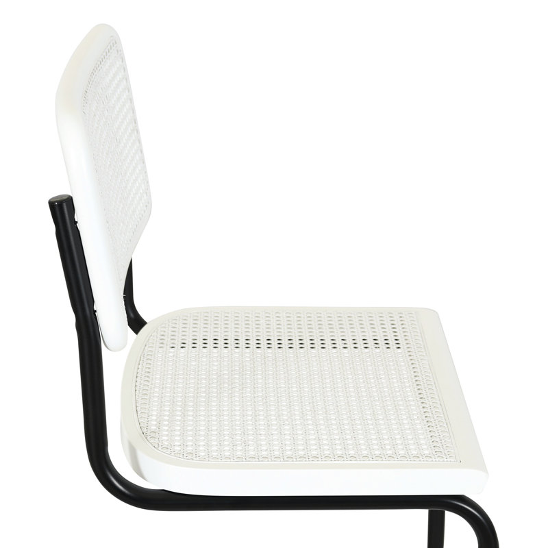 Marcel Breuer Cesca Cane Cantilever Dining Side Chair, White/Black