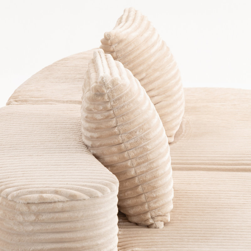 Beige à 2 places Moon Bay compressé avec un tissu en velours côtelé doux, un design moderne, aucun assemblage et une structure compacte rembourrée de mousse, nécessaire et confortable