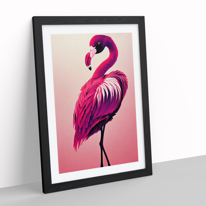 XV1022-2395X Handsome Flamingo - Single Picture Frame Print, 64cm H x 46cm W, Black
