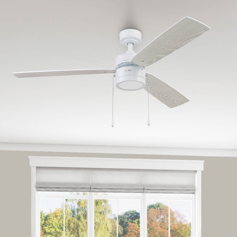 Ventilateur de plafond 52 po avec lumière DEL Madrona, Blanc, Gris clair