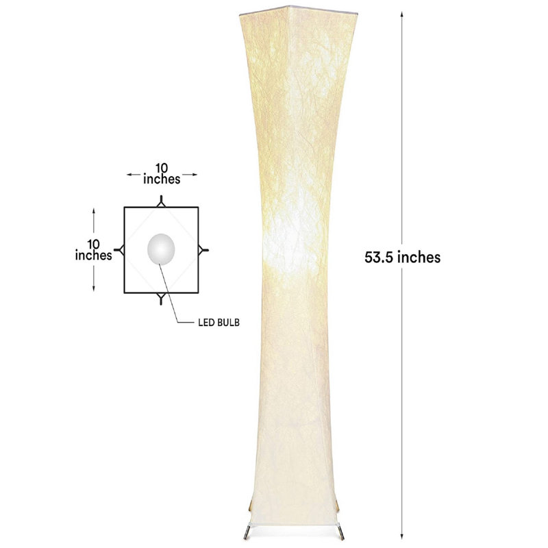 Lampe sur pied 2 lumières DEL avec abat-jour carré en tissu Harmony