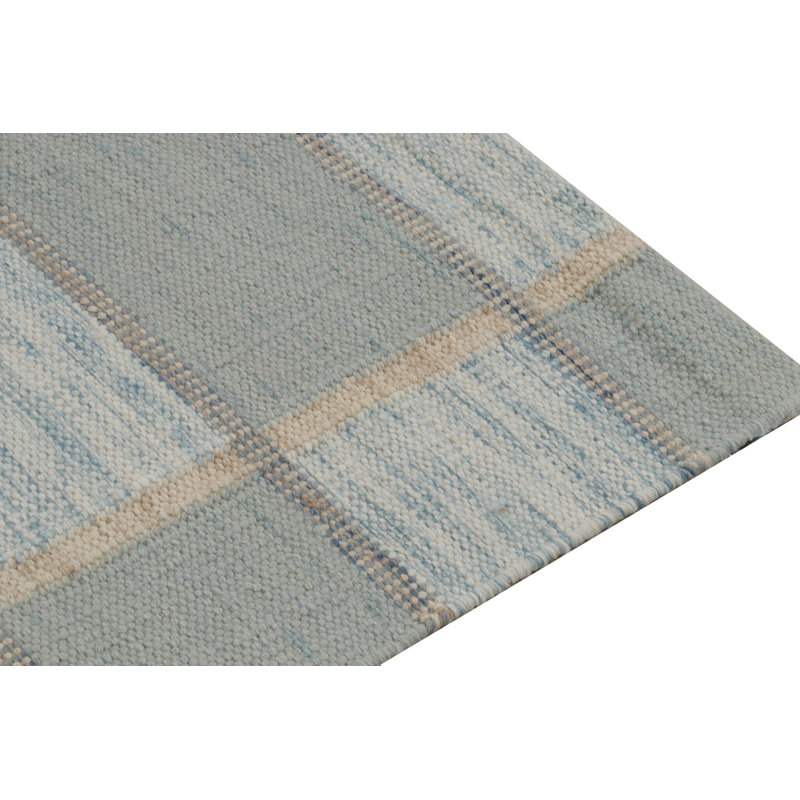 Scandinavian Hand Knotted Wool Geometric Area Rug, Runner 3' x 12'