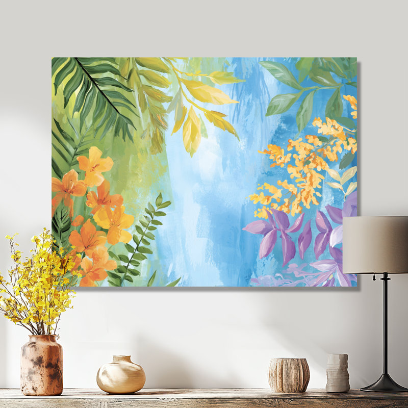 «Summer Jungle Path To Heaven II - Abstract Botanicals», reproduction d'art mural, H 12 po x l 20 po, Toile tendue