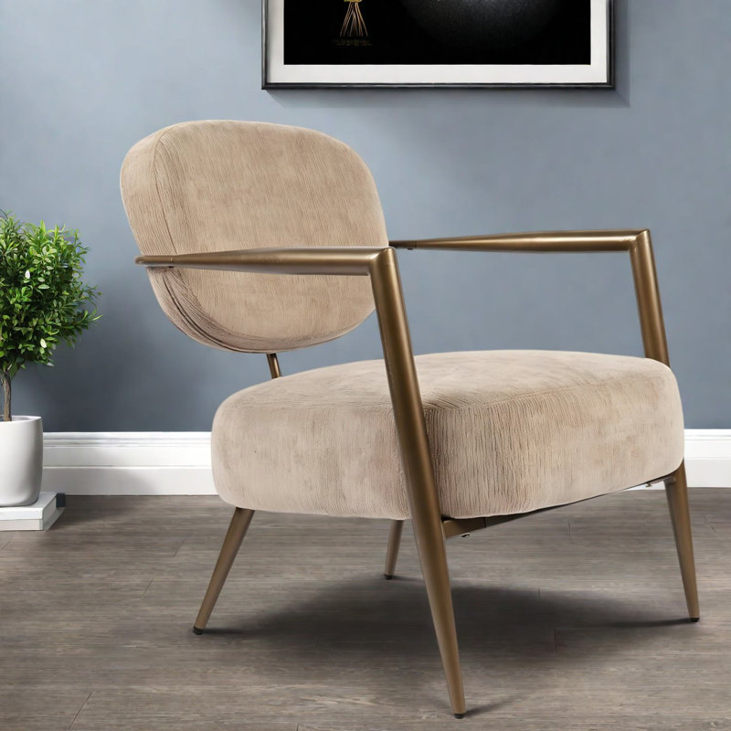 Grandes chaises d'appoint, méridienne moderne à structure en métal brun clair