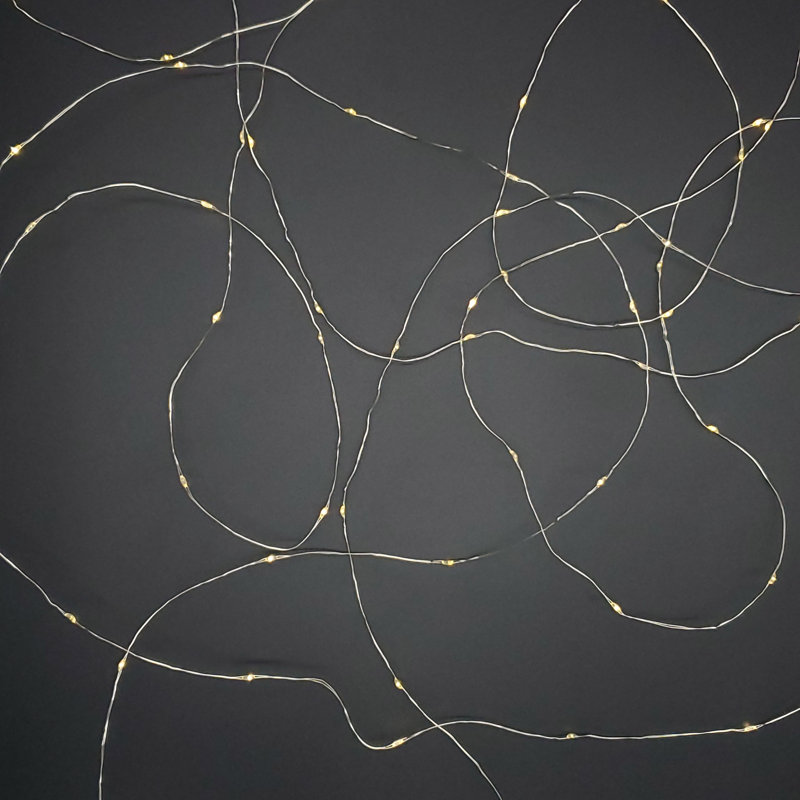 Lockett Solar Powered LED Fairy String Lights, White/Clear