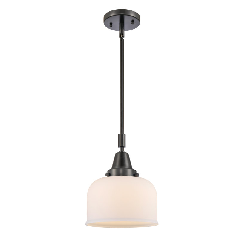 Luminaire suspendu 1 lumière à une cloche, Blanc mat, H 44,12 po x l 8 po x P 8 po, Noir mat