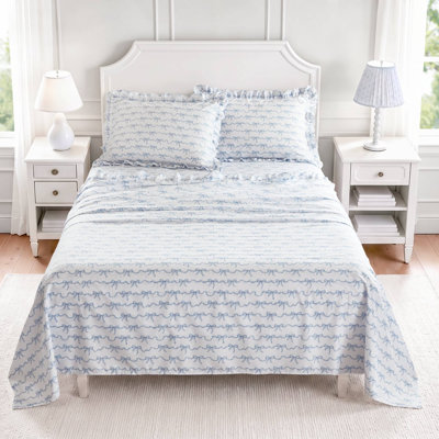 Intelligent Design Microfiber Ruffle MF Print Ruffled Hem Sheets