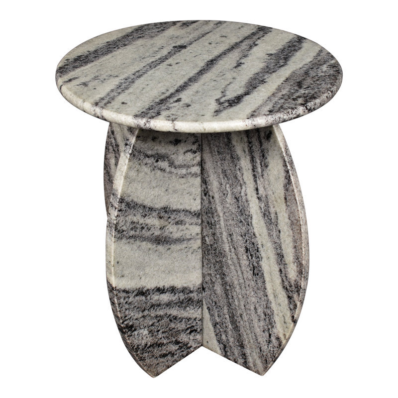17.5" Contemporary Natural Marble Handmade X-Shaped End Table