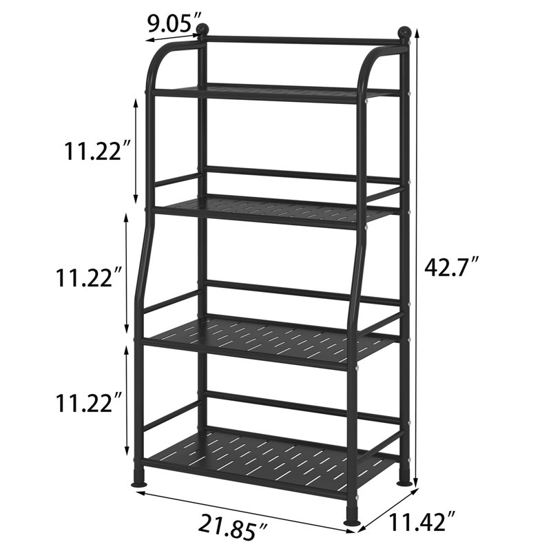 Sturdy 4-Tier Metal Storage Rack, Noir
