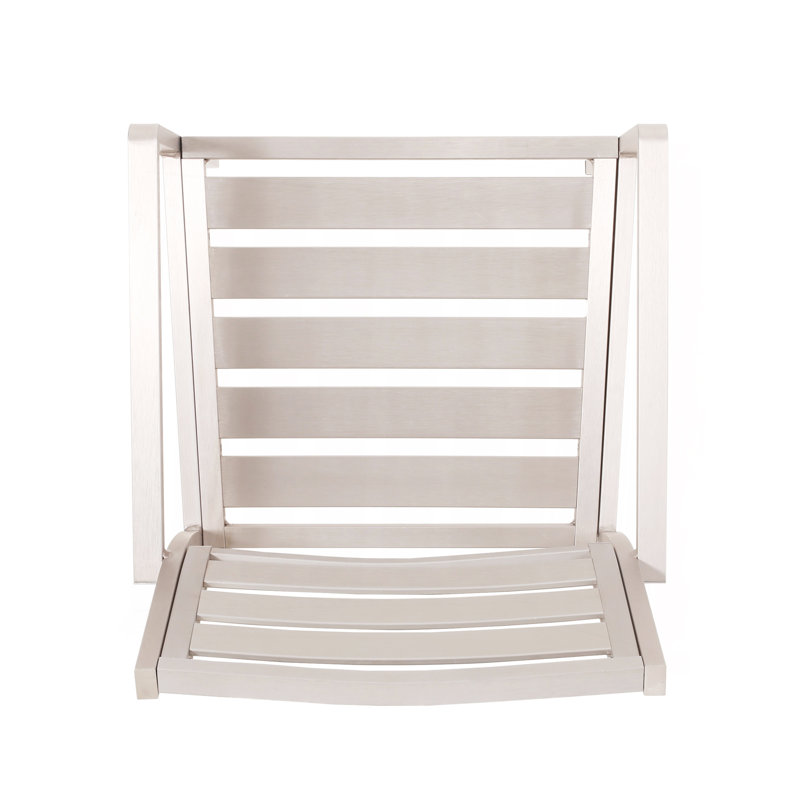 Chaise de salle à manger d'extérieur moderne en aluminium, argent (ensemble de 2)