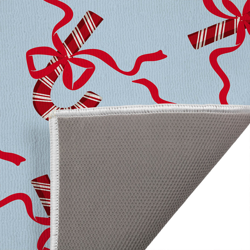 Tapis de bain Candycanes & Bows, Bleu, Simple - L 24 po x l 17 po