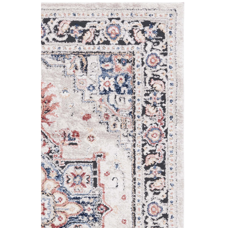 Tapis oriental en polypropylène tissé à la machine en beige / bleu, Rectangle 9 pi x 12 pi