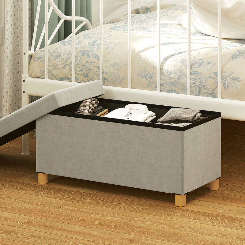 Banc de rangement avec repose-pieds, repose-pieds pliable rembourré en velours