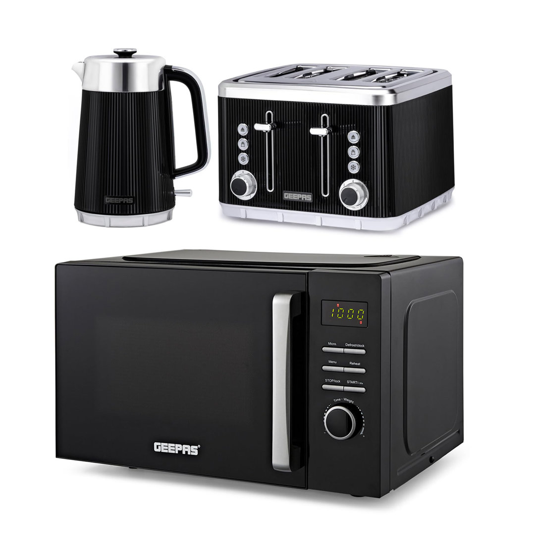Geepas Unisex Black Arcus Kettle & Toaster Sets With 23L Digital Microwave In 1.7L - Image 5