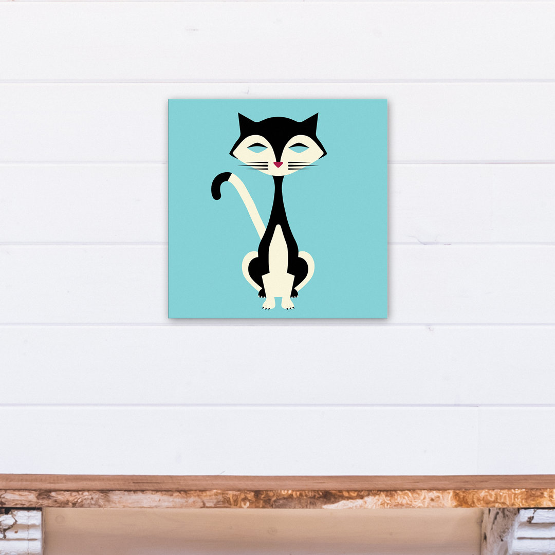 'Mod Cat' Graphic Art Print on Canvas Ebern Designs 