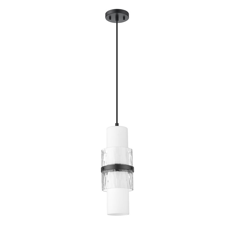 Luminaire suspendu cylindrique à 1 lumière Yamir, Noir mat