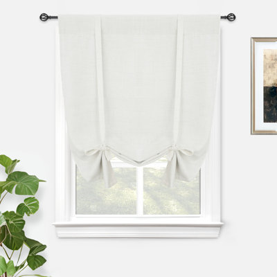 Antonino Linen Textured Blackout Tie Up Curtains Double Layer Thermal Insulated Lined Balloon Roman Shade