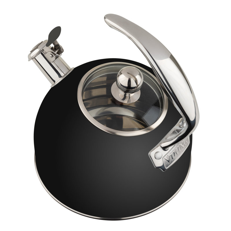 Viking 2.6 Qt.  Stainless Steel Whistling Kettle With 3-ply Base, Matte Black
