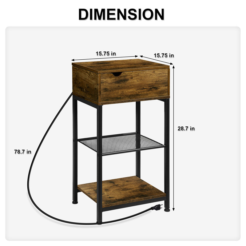 Sidiki End Table and Built-In Outlets