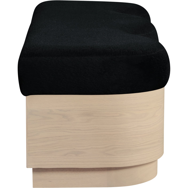 Savoy Mariaclara Velour Fur Fabric Bench, Natural, Black Velour Fabric