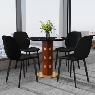 Table de conférence ronde en pierre 33,46 po et 4 chaises Tisa