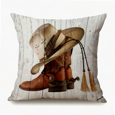 Rustic Western Farmhouse Cowboy Boots Decorative Pillow Cover - Cushion Case for Home Decor - Linen Pillowcase