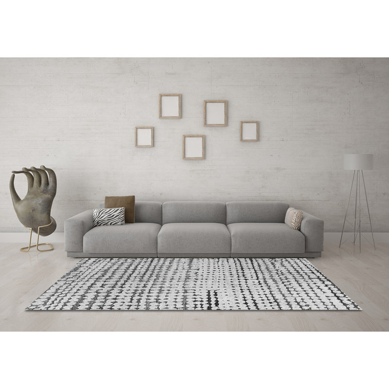 Tapis gris en chenille tissé à la machine de couleur unie Britlany, Rond 6 pi
