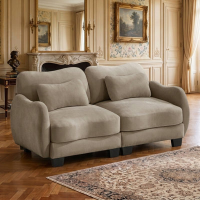 Modern Ergonomic Loveseat Sofa with Supportive Waist Pillow and Cloud Cushion