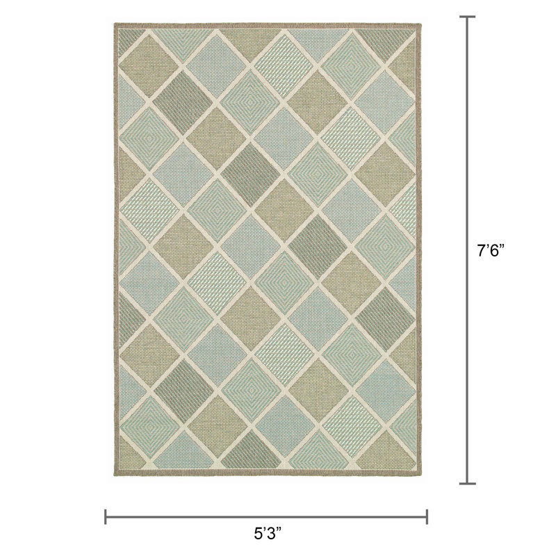 Tapis d'intérieur / extérieur multicolore à motif géométrique Whittier, Rectangle 5 pi 3 po x 7 pi 6 po