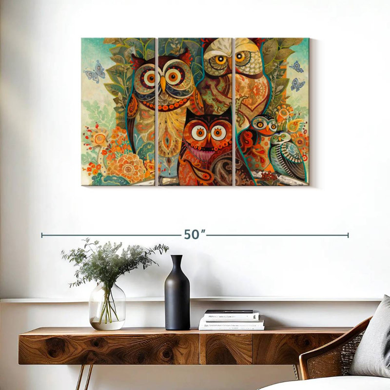 Forest Owls, 24" H x 38" W