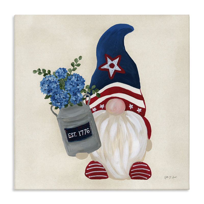 Art mural sur toile Gnome & Americana Bouquet par Yvette St. Amant, H 36 po x l 36 po