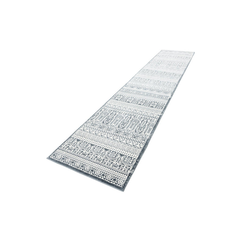 Tapis bleu-beige Southwestern / Lodge Onyxx, Tapis de couloir 2 pi 2 po x 6 pi 1 po
