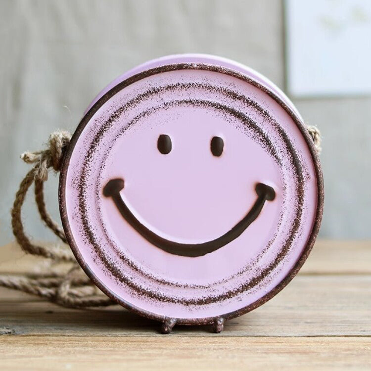 Happy Face Hanging Planter, Pink