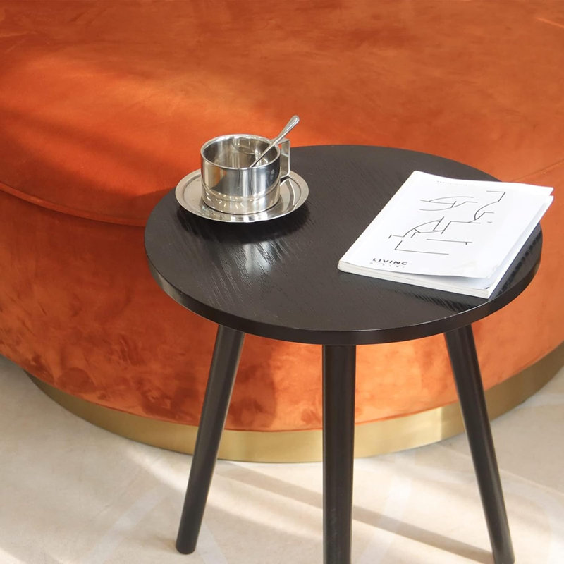 Table de bout ronde ronde, petite table d'appoint moderne Home Decor pour petit espace salon, chambre à coucher et balcon, facile à assembler, H 19,5 po x P 16 po (noir)