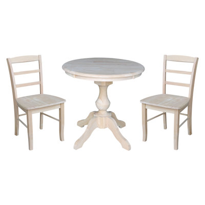 Coumba 3 Piece Solid Wood Dining Set by Rosalind Wheeler