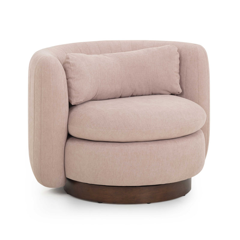 Fauteuil d'appoint pivotant en chenille rose Nura Blush, Chenille rose