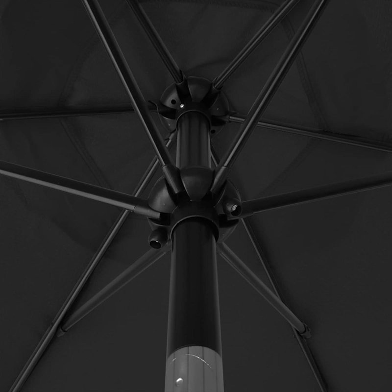 Parasol de table d'extérieur 7,5 pi, Noir, noir, noir, noir