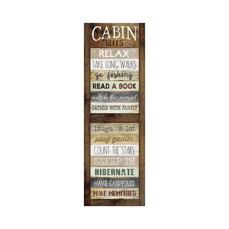 Cabin Rules by Marla Rae - Panoramic Print on Canvas, 30.48 cm H x 91.44 cm W x 1.91 cm D, Wrapped Canvas
