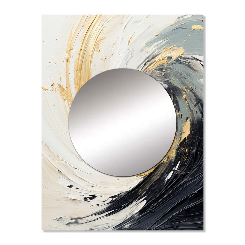 «Miquisha Radiant Revolve Modern Gold Spiral III - Abstract Spirals Large Mirror», 32 po x 24 po